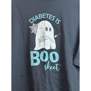 Fruit Of The Loom Shirt Sz 4XL " Diabetes Is Boo‎ Sheet" Black  100% Cotton